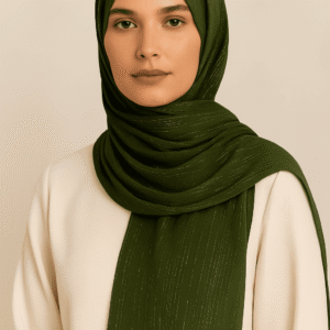 Metallic Shimmer Georgette - Olive Green