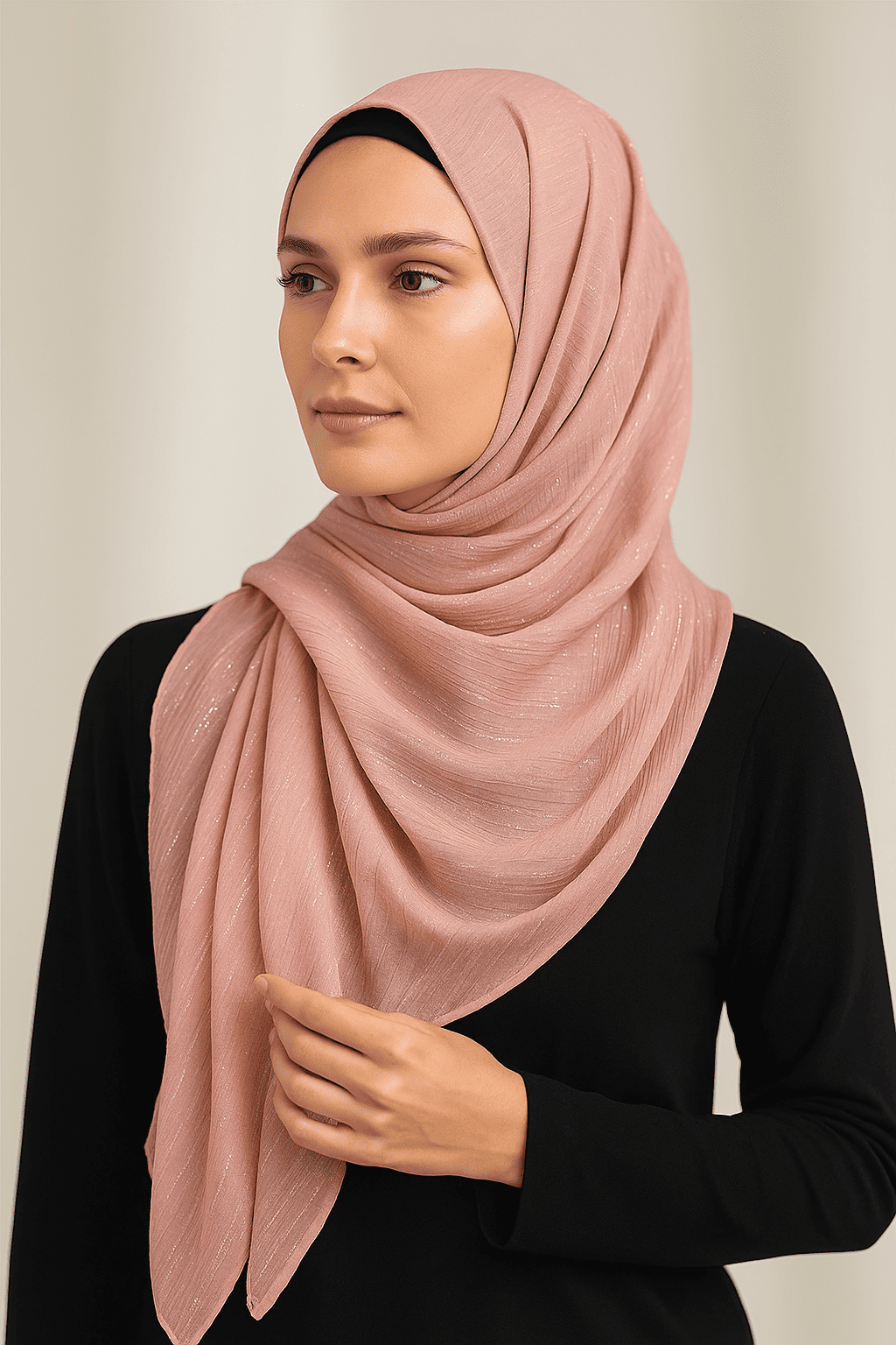 Metallic Shimmer Georgette - Hot Peach