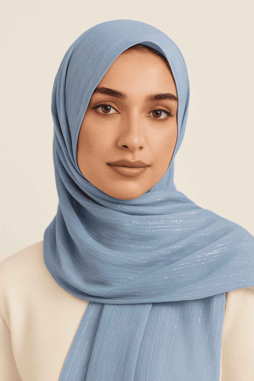 Metallic Shimmer Georgette - Ice Blue