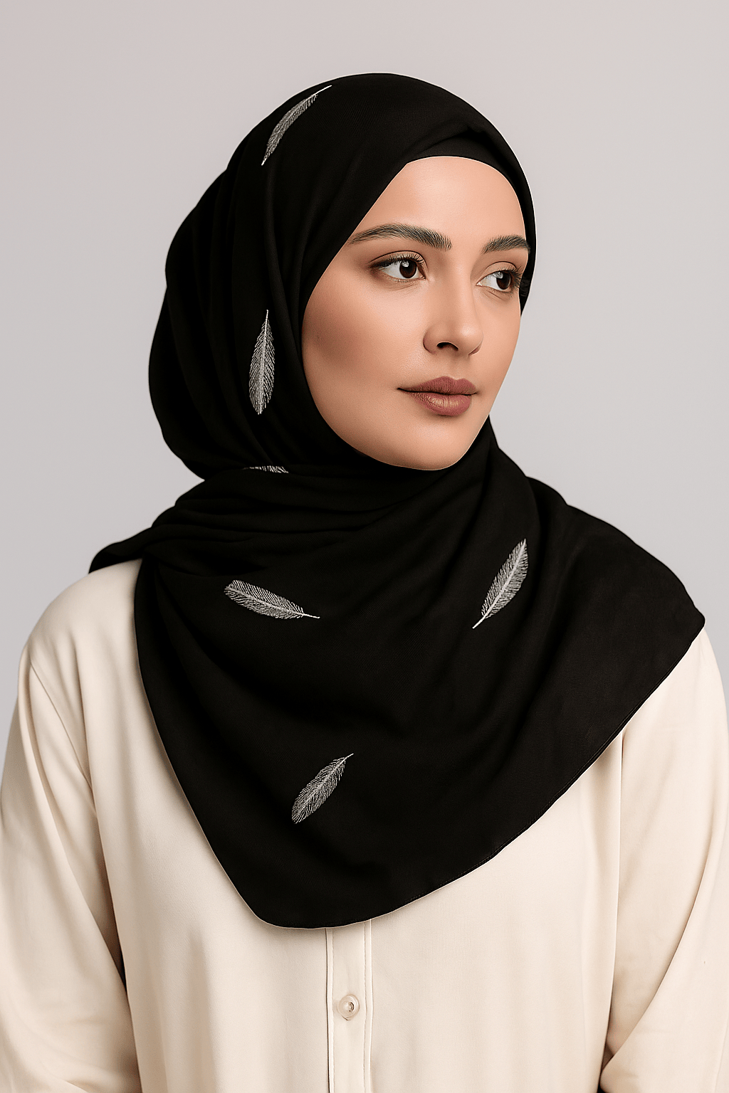 Embroidery Lawn - Black (feather) - Image 2