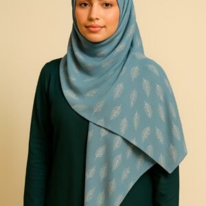 Leaf Print - Light Denim Blue